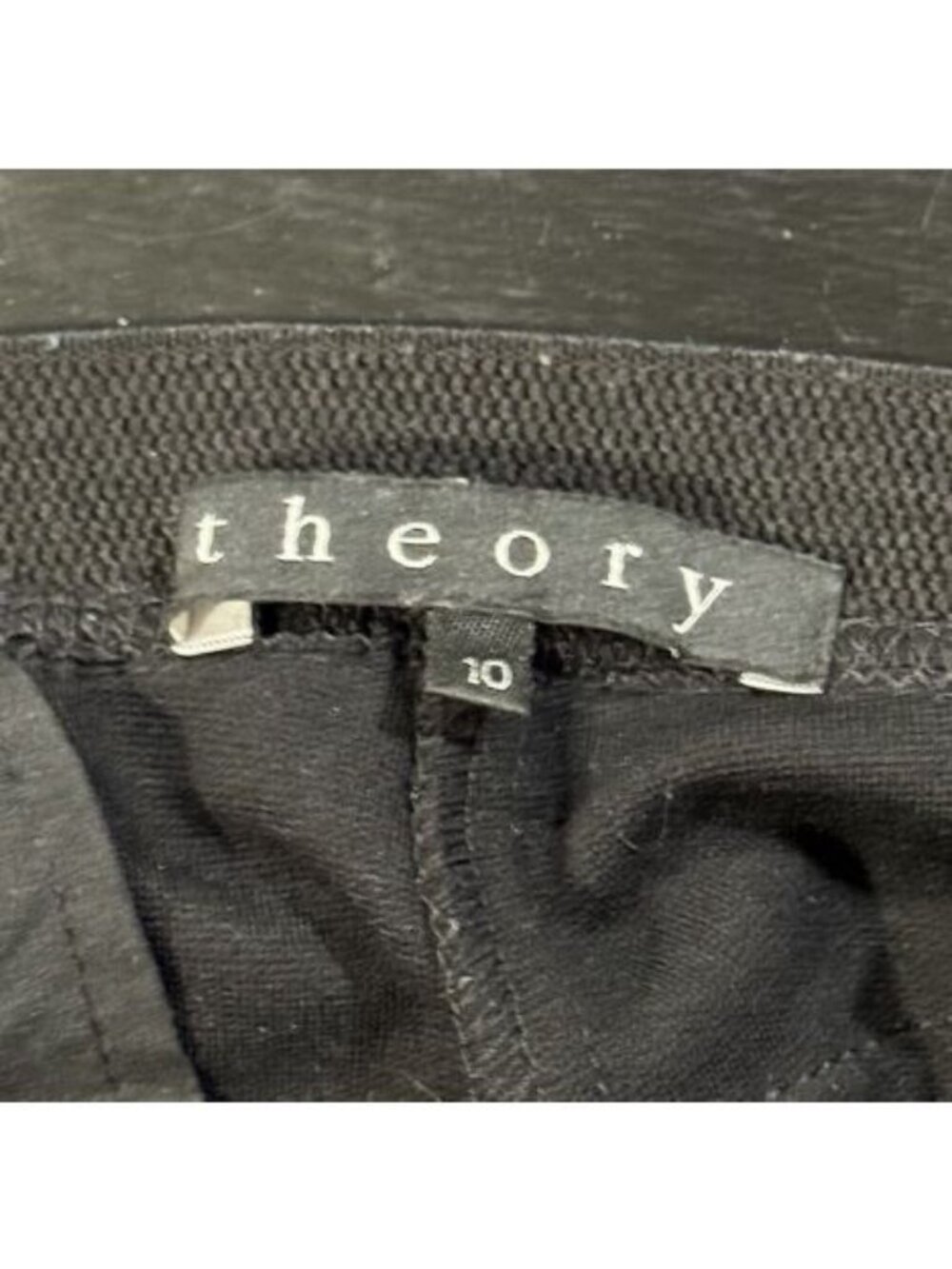 Theory Pants Womens Sz 10 Elastic Waist w/ Zipper Black Straight Career Pants - Picture 5 of 10